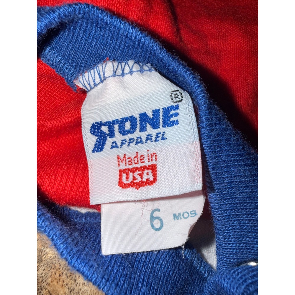 Vintage Stone Apparel Baby Football Romper Red Blue USA Made 6 Months - Picture 5 of 6